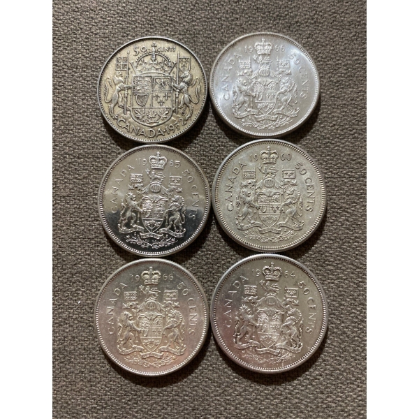 Canadian 50-cent Pieces 11.66 g Silver (.800)