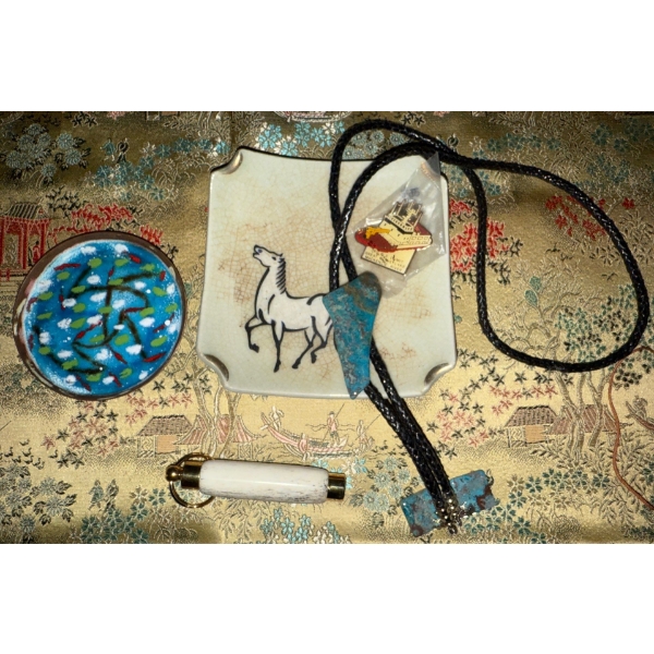 Western Essentials - Equestrian Ceramic Plate Cowboy Neck Tie Toothpick Holder & more