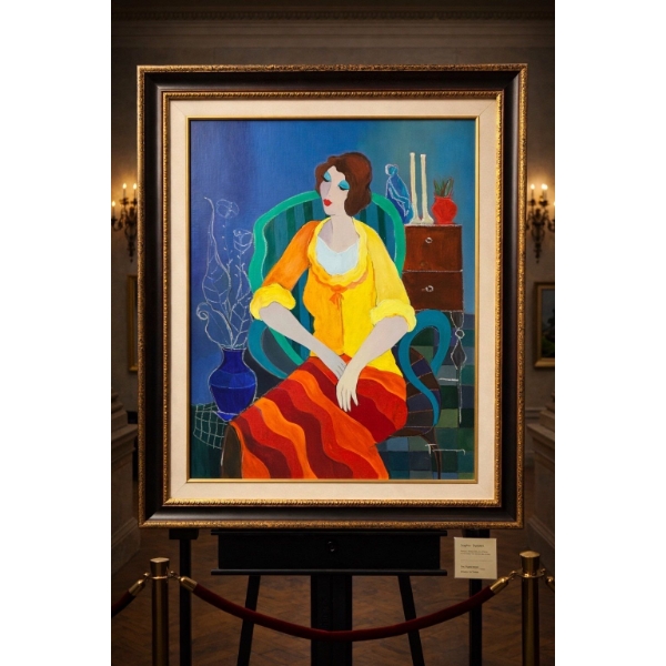 Itzchak Tarkay Titled Daydreaming # 5 Acrylic on Canvas Signed in Pigment 