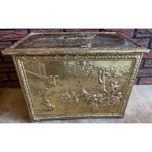 Victorian Brass Wood Box 20L x 13D x 15T - Full Of Cards