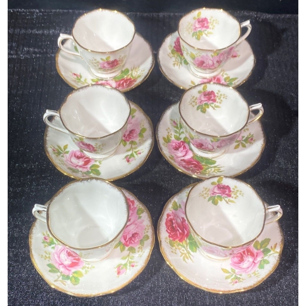 Royal Albert "American Beauty" 6 Piece Teacups and Saucers