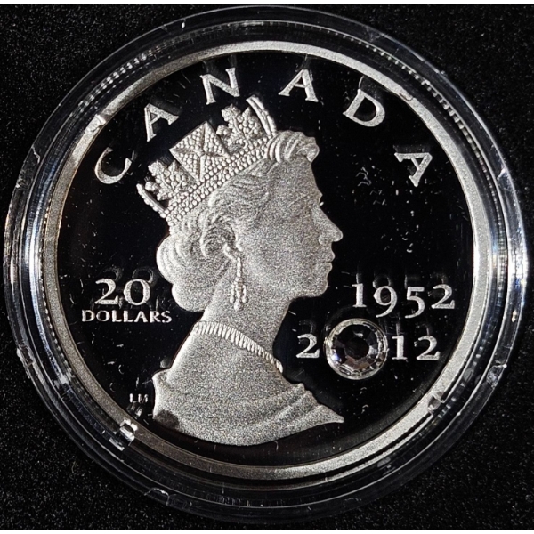 2012 $20 The Queen's Diamond Jubilee - 99.9% Fine Silver Coin w/ Swarovski Crystal - #1