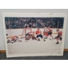 Image 1 : Vintage Hockey Print Depicting Intense Ice Hockey Game Action