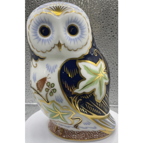 Gorgeous English Royal Crown Derby Bone China Persian 'Twilight Owl' Figurine - 7In Tall