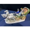 Image 1 : Foreign Hand Painted " Horse Drawn Carriage Ride" Porcelain Figure 16Lx9H