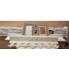 Image 1 : Wood Cabinet with Four Drawers, Shelf, and Ornate Wall Trim