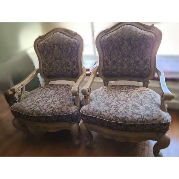 Pair of Upholstered Arm Chairs 23 W, 23 D, 41 T 