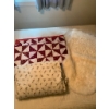 Image 1 : Three:Handmade Patchwork Quilt, Floral Comforter, and Sheepskin Rug