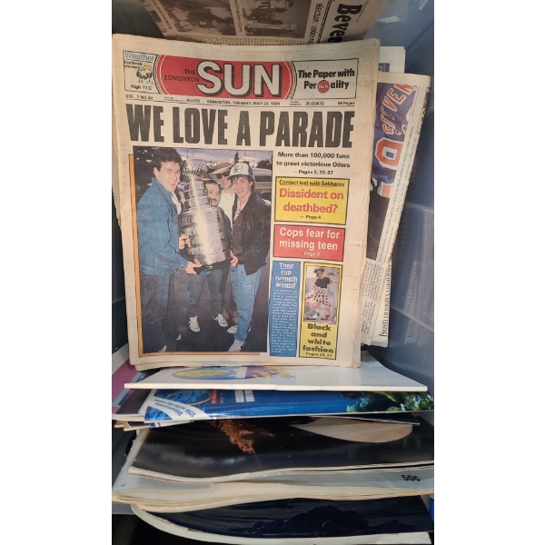 Bin w/ Newspapers Featuring: Stanley Cup Wins, William and Kate Royal Wedding
