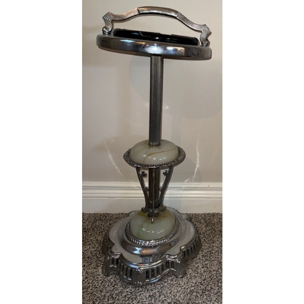 Marble & Chrome Vintage Floor Ashtray /Stand