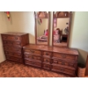 Image 1 : Retro Solid Wood Bedroom Set With Tall Dresser H44" W34" D18" Dresser With Mirror L66" H29" D18" And