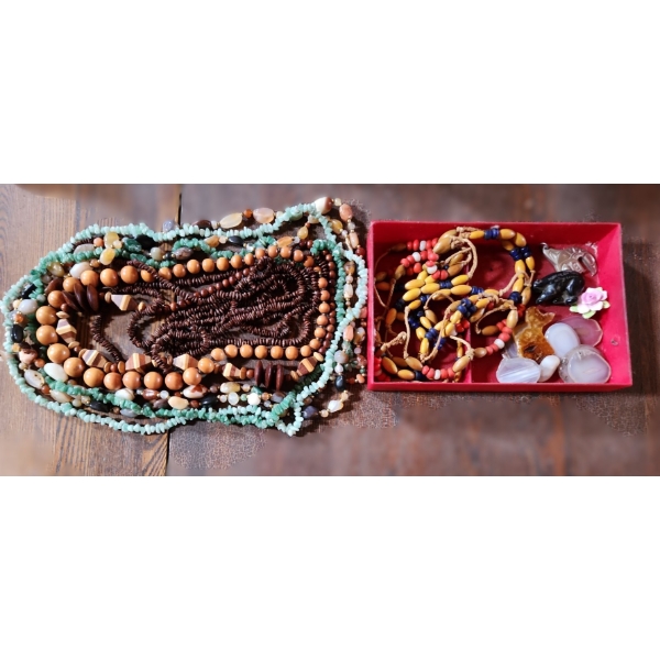 - Assorted Jewelry Incl: Agate Necklaces 16", Aventurine Necklaces, Pins, Polished Stones and More!