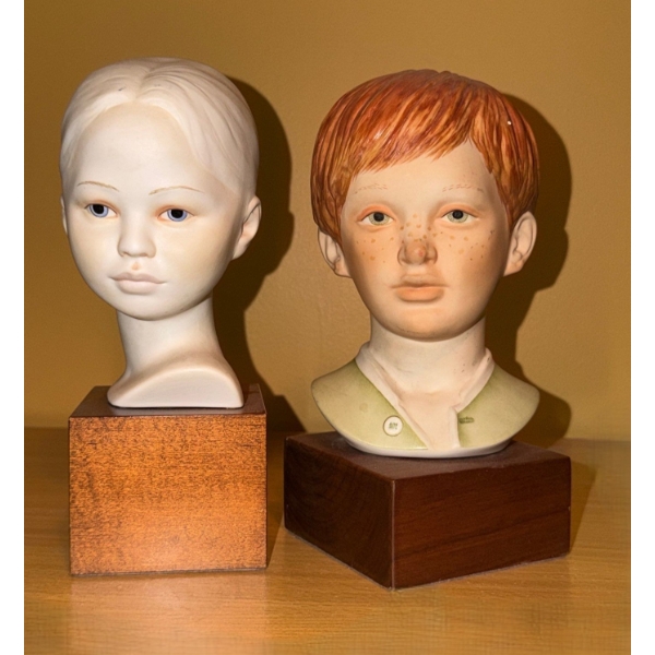 Cybis Figures: Female 3.5 W, 3.5 D, 9.5 T and Freckled Boy 4 W, 4.5 D, 9.5 T