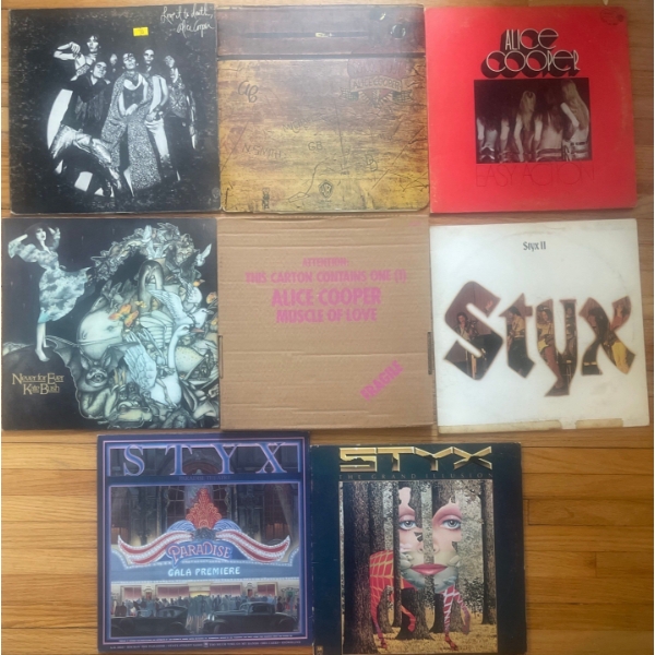 Bundle Of Rock N Roll Vinyl Albums  Alice Cooper, Kate Bush & Assorted Styx Records
