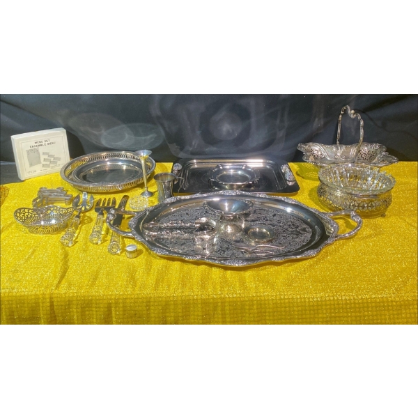 Striking Collection of Vintage Silver-Plated Serving Ware and Flatware