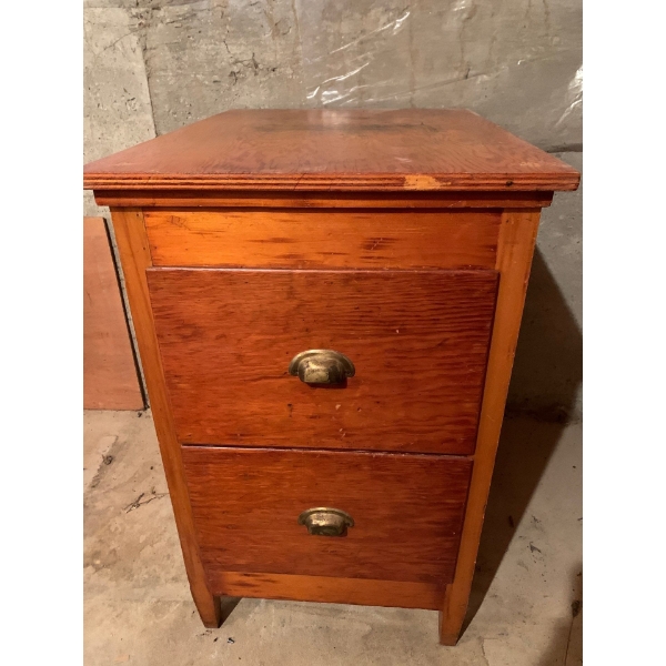 Vintage Night Stand with Brass Pulls 34"T 21"W 28"D