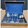Image 4 : Antique Silverplated Oneida Community Tudor Plate BIRKS Regency Flatware Colabo In Wood Crate