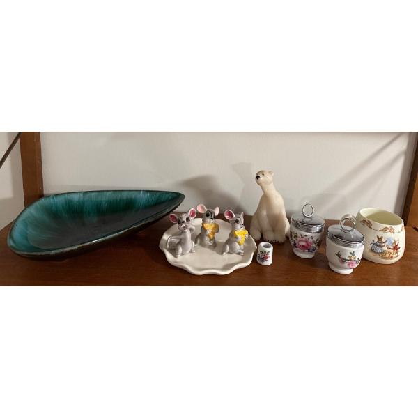 Canada Dish, Decor. Mice, Quarry Critters 'Porter' Bear , Royal Worch. Pieces, 'Bunnykin' Bone China