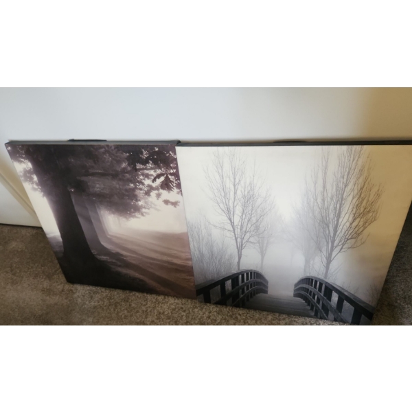 Print of Shadowed Trees 24 X 24, and Artist: Steven Mitchell "Foot Bridge" 24 X 24 