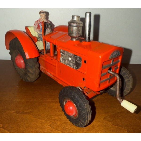 Vintage GAMA Diecast Wind Up Tractor Toy From Germany 9"Long