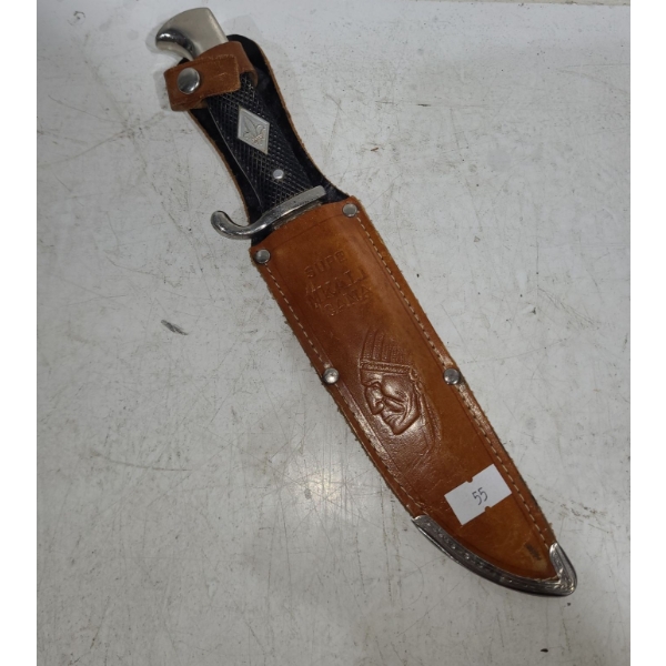 Knife w/ Leather Sheath 10" Total Length, Blade 6" 