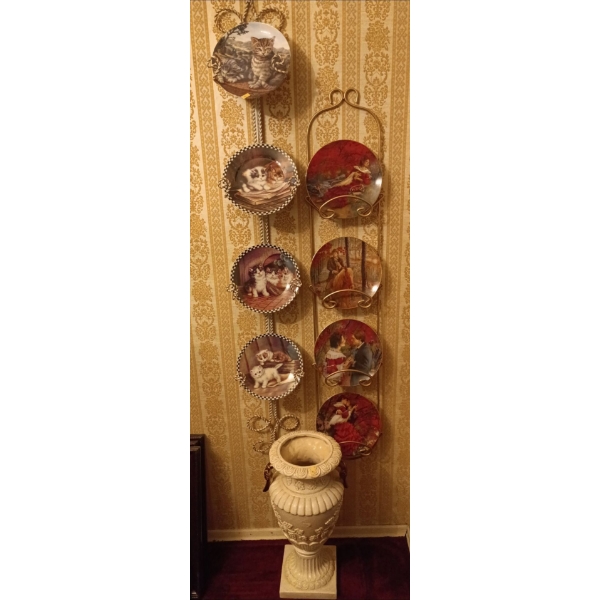 Decorative Hanging Plate Set, Plus Lovely Vase 
