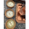 Image 2 : Copper Tray w/ Glasses, Preserved Butterfly Coasters, Salton Cooking Tray, Brass Spoon & Spork 