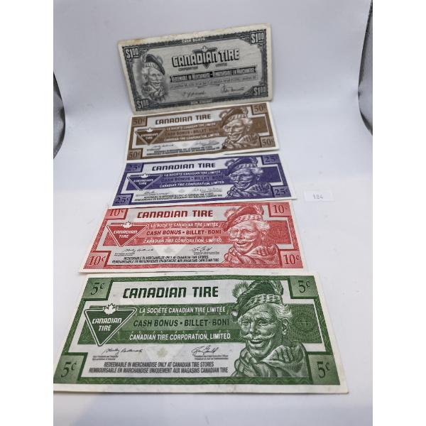 Set of Canadian Tire Paper Money