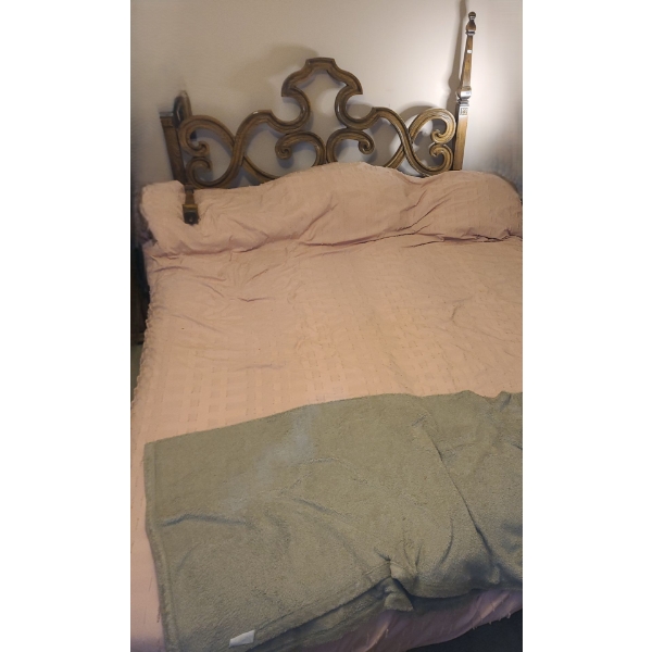 Vintage Headboard w/ Two Twin Mattress 62 W, 88 D, 56 T- Bedding Included 