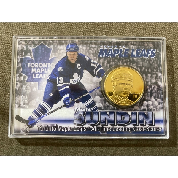 Toronto Maple Leafs Mats Sundin 24kt Gold Overlay Medallion in Display Case