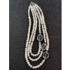 Image 1 : Triple Strand Fresh Water Pearl & Crystal Necklace
