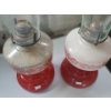 Image 5 : Pair of Vintage Glass Oil Lamps w/ Red Bases 6.5 W, 21 T 