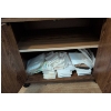 Image 3 : Wooden Utility Cabinet with Shelves on Casters w/ Vintage Linens
