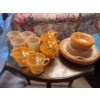 Image 1 :  Fire King Collection vintage Anchor Hocking Peach Lustre 4 coffee, cups 4 tea, cups, cream, and sug