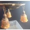 Vintage Ceiling Fixture w/ 3 Shades- Base: 13" Diameter, Glass: 5" Opening, 7 T (Shade and Socket)