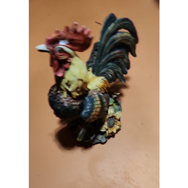 Rooster Resin Statue with Sunflowers on Base 24 T,  12 L, 12 W
