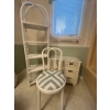 Image 1 : Vintage White Wicket Self 63x16x11 with small wicker dresser that comes with glass top 26x25x14 . In