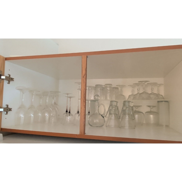 Kitchen Cupboard Contents w/ Lots of Stemware and Glasses