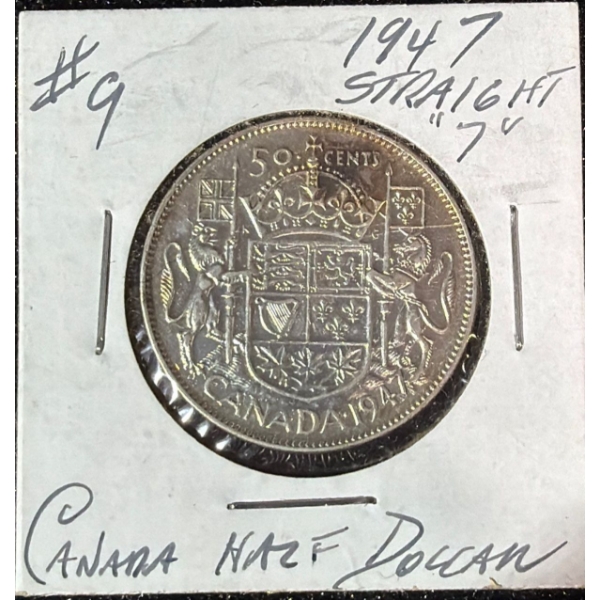 1947 Canadian Half Dollar 80% Silver 11.67 Grams