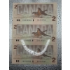 Image 1 : 3x 1986 Canadian $2 Bills 3189462/ 3189463/3189464