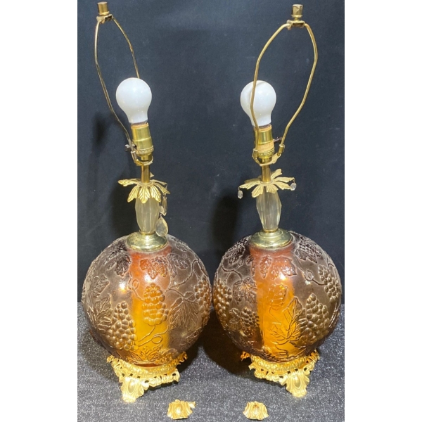 Vintage Amber Glass Table Lamps
