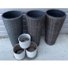 Image 1 : Trio Of Rattan Resin Planters For Indoor & Outdoor Use  36" tall