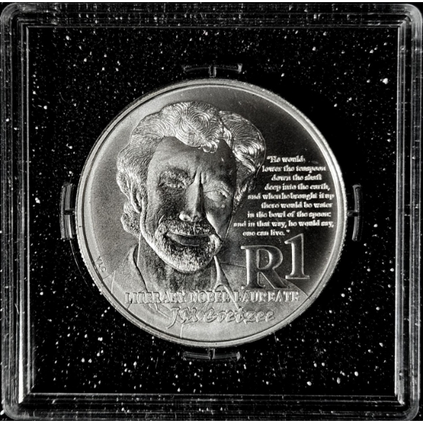 2011 PROTEA 1 South African Rand, Prof. John Maxwell Coetzee - 92.5% Sterling Silver Coin - #1