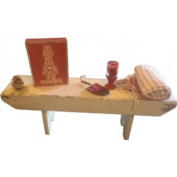 Decorative Wooden Bench With Accessories Bundle