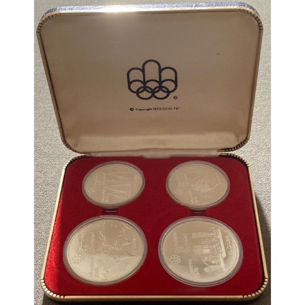 1976 Montreal Olympics Commemorative Coin Set 92.5% Silver 4.32 Troy Ounces