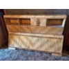 Vintage Retro Tiger Wood Handcrafted Headboard/Footboard & 2 Night Stands