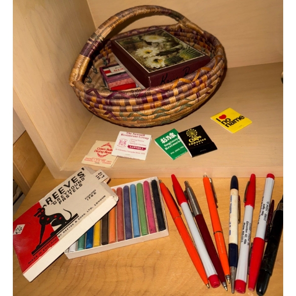 Stunning East African Hand Woven Zulu Basket 10W w/ Assorted Art Supplies   