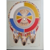 Image 2 : Artwork Is A Navajo-Style Sand Painting Featuring A Central Shield Motif & Hanging Feathers12''*16IN