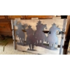 Image 2 : Cowboy Riding Bull Wall Mirror with Wood Cowboy Decor 
