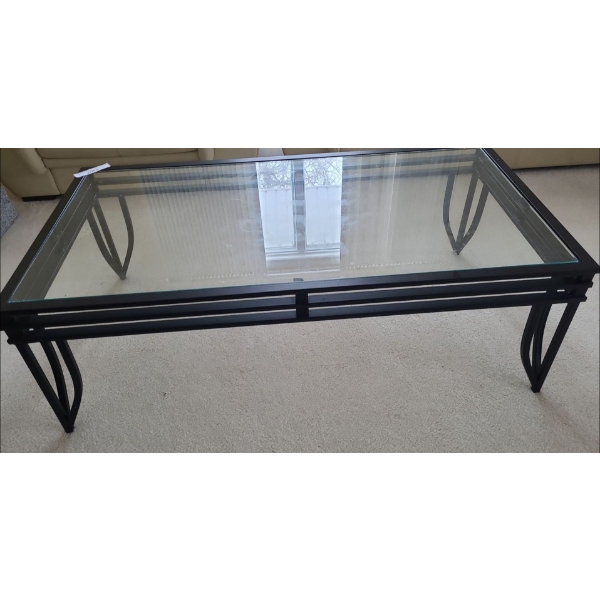 Metal & Glass Coffee Table 48 w, 17 h, 24 d